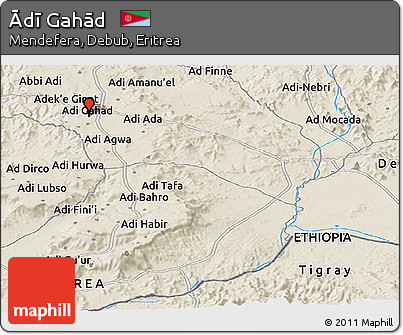Shaded Relief Panoramic Map of Ādī Gahād