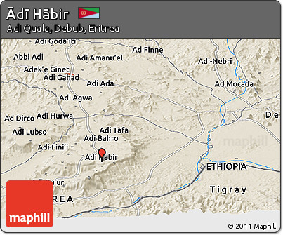 Shaded Relief Panoramic Map of Ādī Hābir