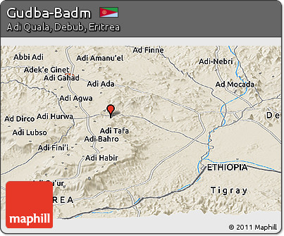 Shaded Relief Panoramic Map of Gudba-Badm