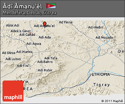 Shaded Relief Panoramic Map of Ādī Āmanu'ēl
