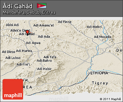 Shaded Relief Panoramic Map of Ādī Gahād