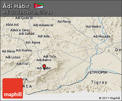 Shaded Relief Panoramic Map of Ādī Hābir