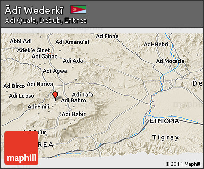 Shaded Relief Panoramic Map of Ādī Wederkī