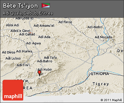 Shaded Relief Panoramic Map of Bēte Ts'iyon