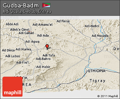 Shaded Relief Panoramic Map of Gudba-Badm