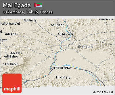 Shaded Relief Panoramic Map of Mai Egada