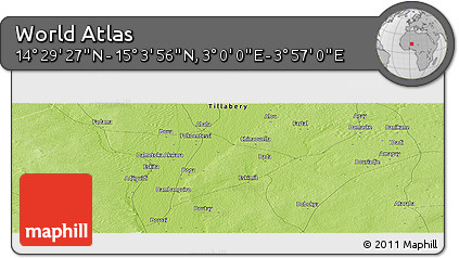 Physical Panoramic Map of the Area around 14° 46' 42" N, 3° 28' 30" E