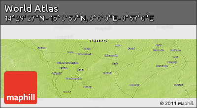 Physical Panoramic Map of the Area around 14° 46' 42" N, 3° 28' 30" E