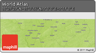 Physical Panoramic Map of the Area around 14° 46' 42" N, 3° 28' 30" E