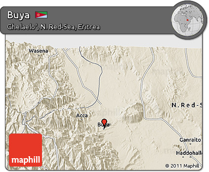 Shaded Relief 3D Map of Buya