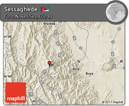 Shaded Relief Map of Sessaghede