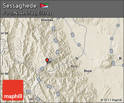 Shaded Relief Map of Sessaghede