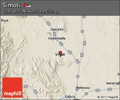 Shaded Relief Map of Simoti