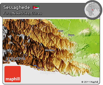 Physical Panoramic Map of Sessaghede
