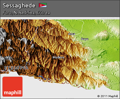 Physical Panoramic Map of Sessaghede