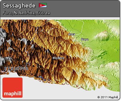 Physical Panoramic Map of Sessaghede
