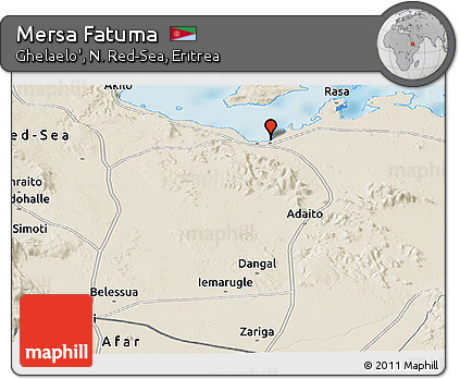 Shaded Relief Panoramic Map of Mersa Fatuma