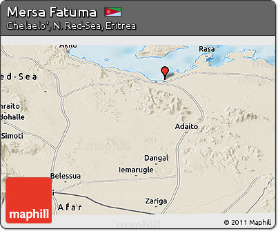 Shaded Relief Panoramic Map of Mersa Fatuma
