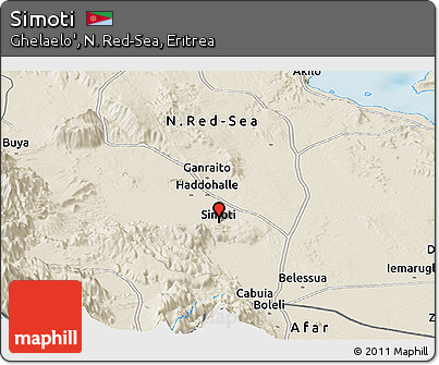 Shaded Relief Panoramic Map of Simoti