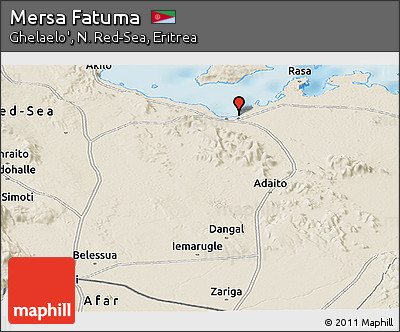 Shaded Relief Panoramic Map of Mersa Fatuma