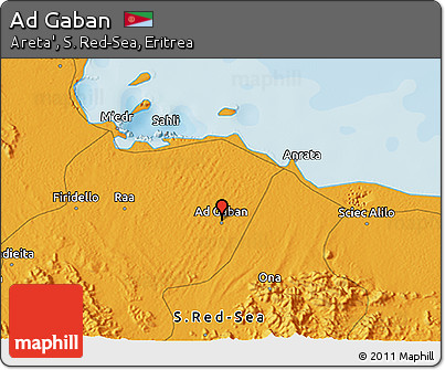 Political 3D Map of Ad Gaban