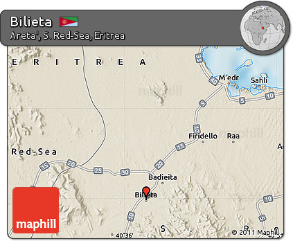 Shaded Relief Map of Bilieta