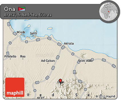 Shaded Relief Map of Ona
