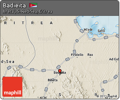Shaded Relief Map of Badieita