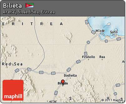 Shaded Relief Map of Bilieta