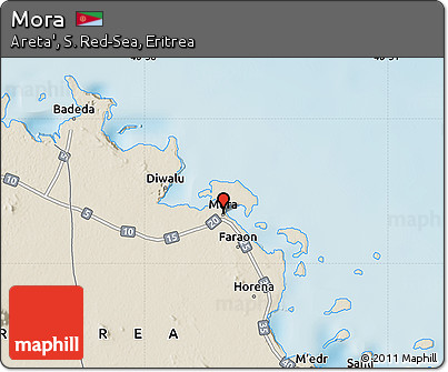 Shaded Relief Map of Mora