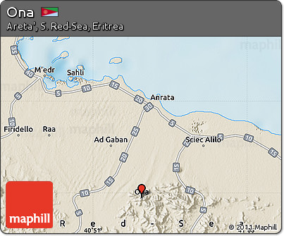 Shaded Relief Map of Ona