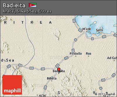 Shaded Relief Map of Badieita
