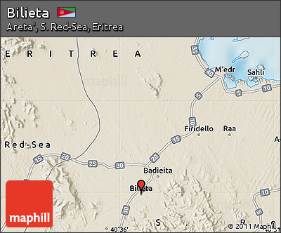 Shaded Relief Map of Bilieta