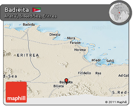 Shaded Relief Panoramic Map of Badieita