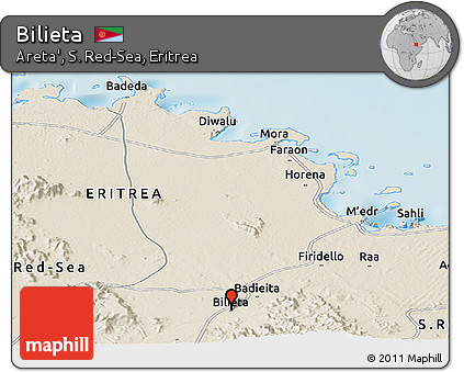 Shaded Relief Panoramic Map of Bilieta