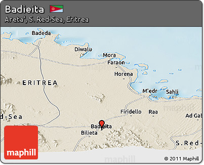 Shaded Relief Panoramic Map of Badieita