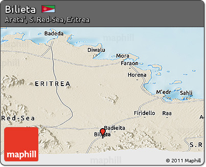 Shaded Relief Panoramic Map of Bilieta