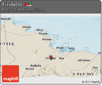 Shaded Relief Panoramic Map of Firidello