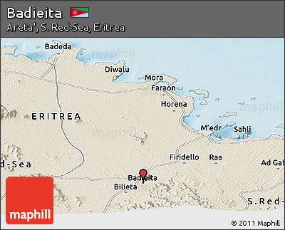 Shaded Relief Panoramic Map of Badieita