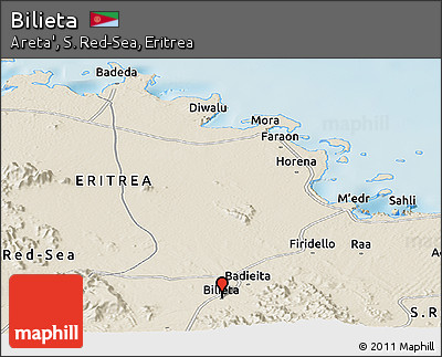 Shaded Relief Panoramic Map of Bilieta