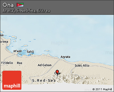 Shaded Relief Panoramic Map of Ona