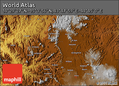 Physical Map of the Area around 14° 46' 42" N, 44° 16' 29" E
