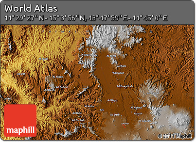 Physical Map of the Area around 14° 46' 42" N, 44° 16' 29" E