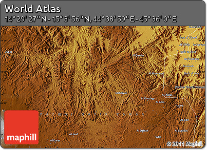 Physical Map of the Area around 14° 46' 42" N, 45° 7' 30" E