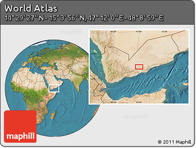 Satellite Location Map of the Area around 14° 46' 42" N, 47° 40' 29" E