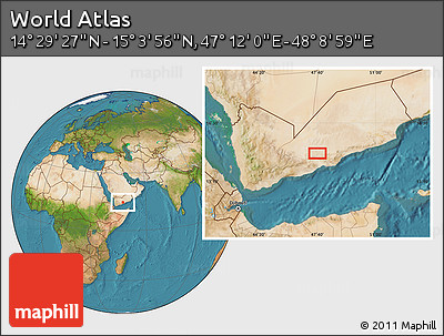 Satellite Location Map of the Area around 14° 46' 42" N, 47° 40' 29" E