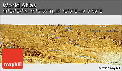 Physical Panoramic Map of the Area around 14° 46' 42" N, 47° 40' 29" E