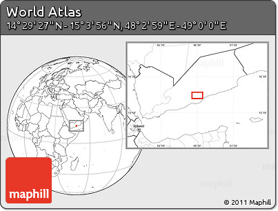 Blank Location Map of the Area around 14° 46' 42" N, 48° 31' 29" E