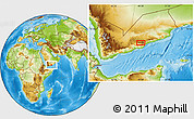 Physical Location Map of the area around 14° 46' 42" N, 48° 31' 29" E