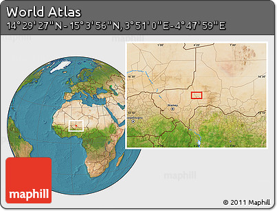 Satellite Location Map of the Area around 14° 46' 42" N, 4° 19' 30" E